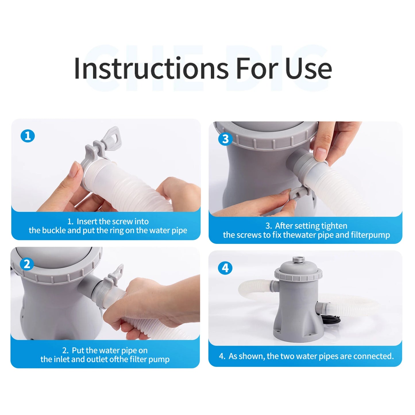 Beach Camp Pool Filter Pump 330 GPH Paddling Pool Electric Water Pump With 2 Pool Filter Cartridge Pool Pumps Above Ground Pool Filter Pump