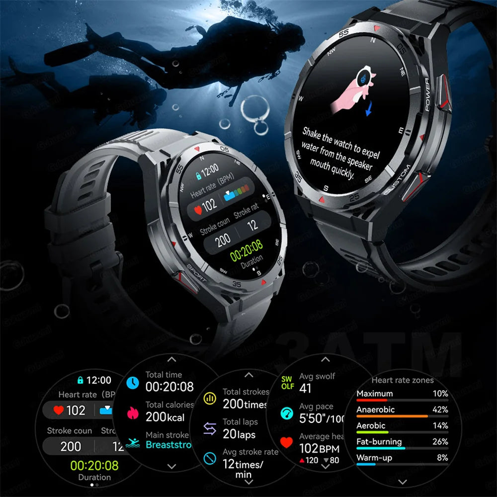 Beach Camp Swim Smartwatch Outdoor GPS Watch Sports Fitness Tracker Health Military Waterproof Watch BT5.3 Call Smart Watch for Android iOS