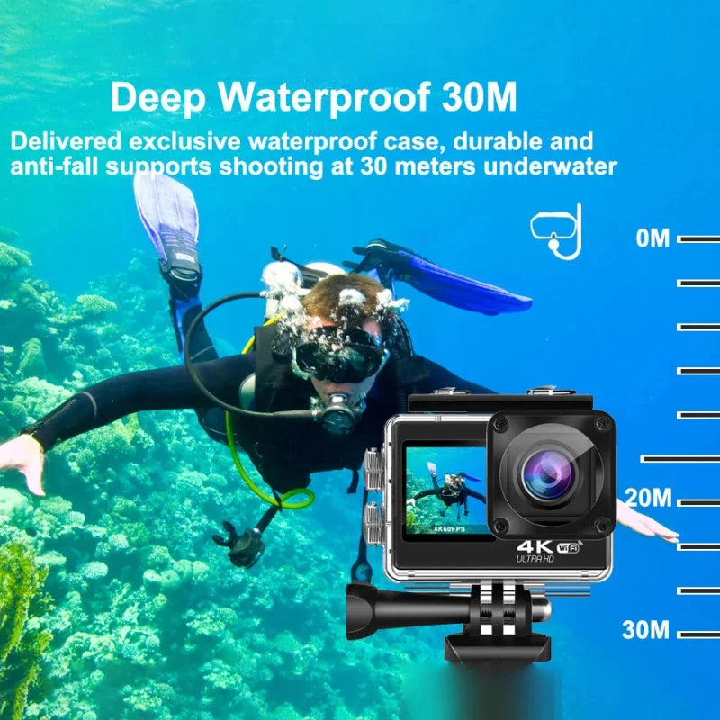 Beach Camp Diving Action Camera 4k Go Pro Bike Digital Cameras Mini Photo Consumer Electronics