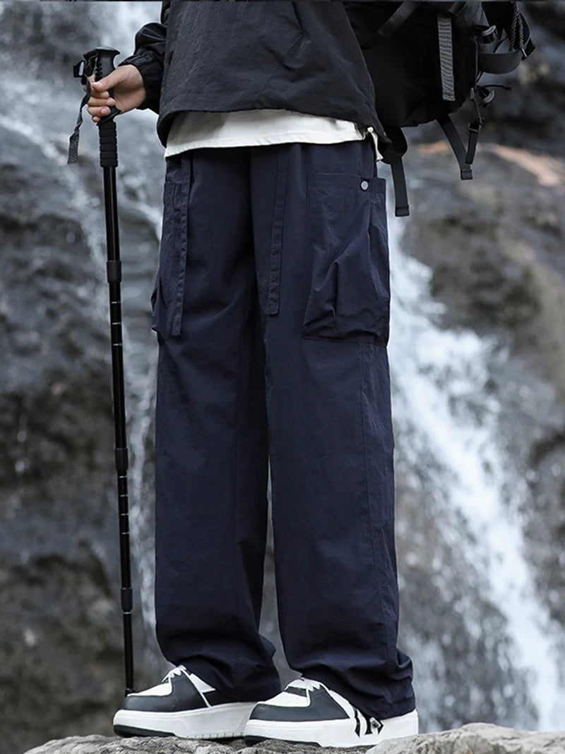 Beach Camp Hiking Pants Men Spring Summer Waterproof Lightweight Quick Dry Breathable Cargo Pants with Multi-Pockets Cooling Thin Trousers