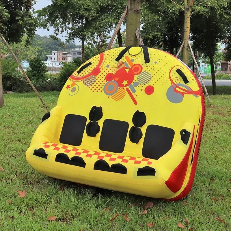 Beach Camp Inflatable Towable Booster Tube - Four Person Water Tube Boating Float Tow Raft Watersports Inflatable Playground
