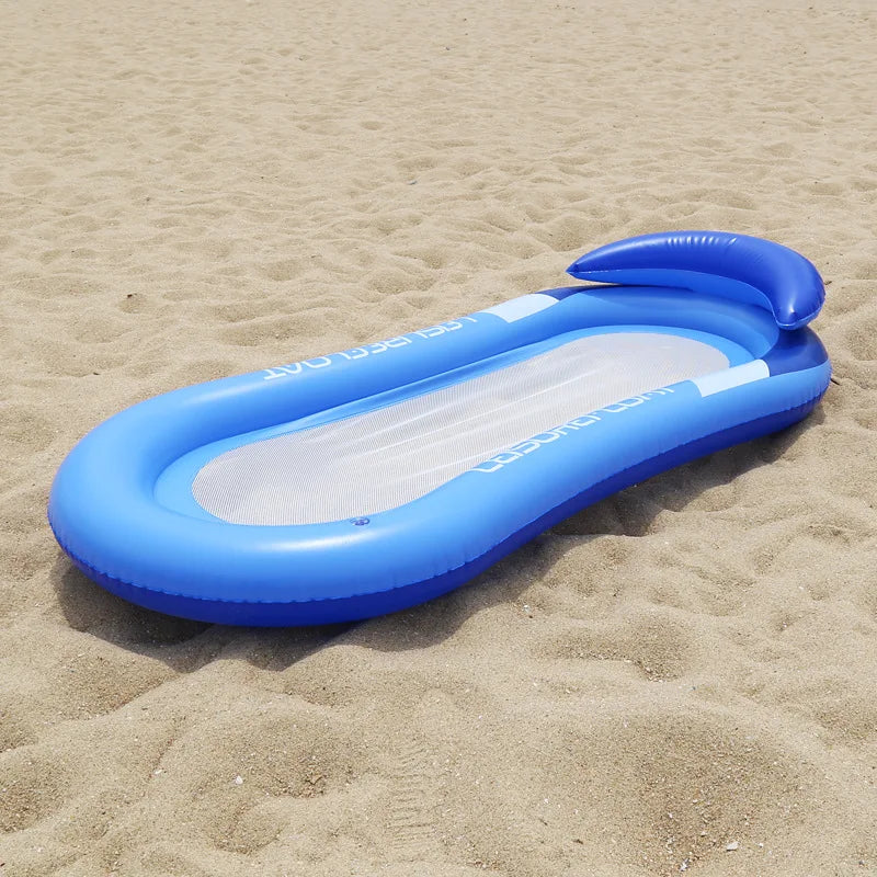 Beach Camp Inflatable Pool Lounger Float for Adults, Inflatable Swimming Floating Bed Hammock for Pool with Soft Mesh Center, Pool Float Hamm