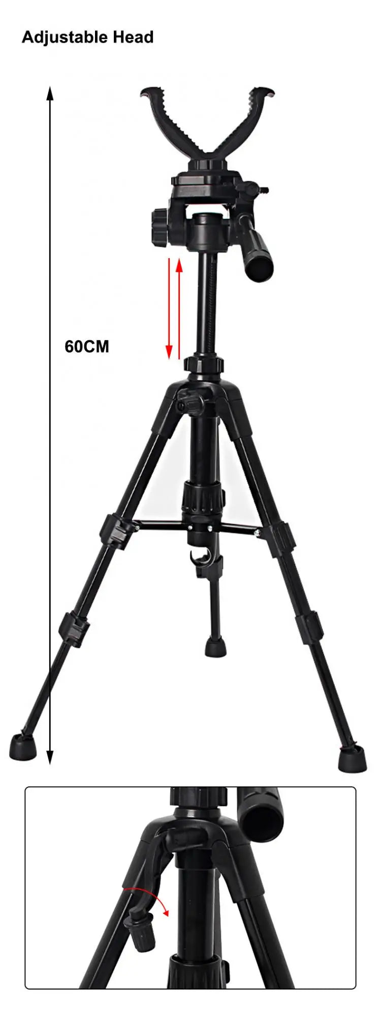 Outdoor Hunting Tripod Durable Adjustable Height Hunting Stand Aluminum V-Yoke Shooting Rack Multifunctio Hunting Safe Accessory