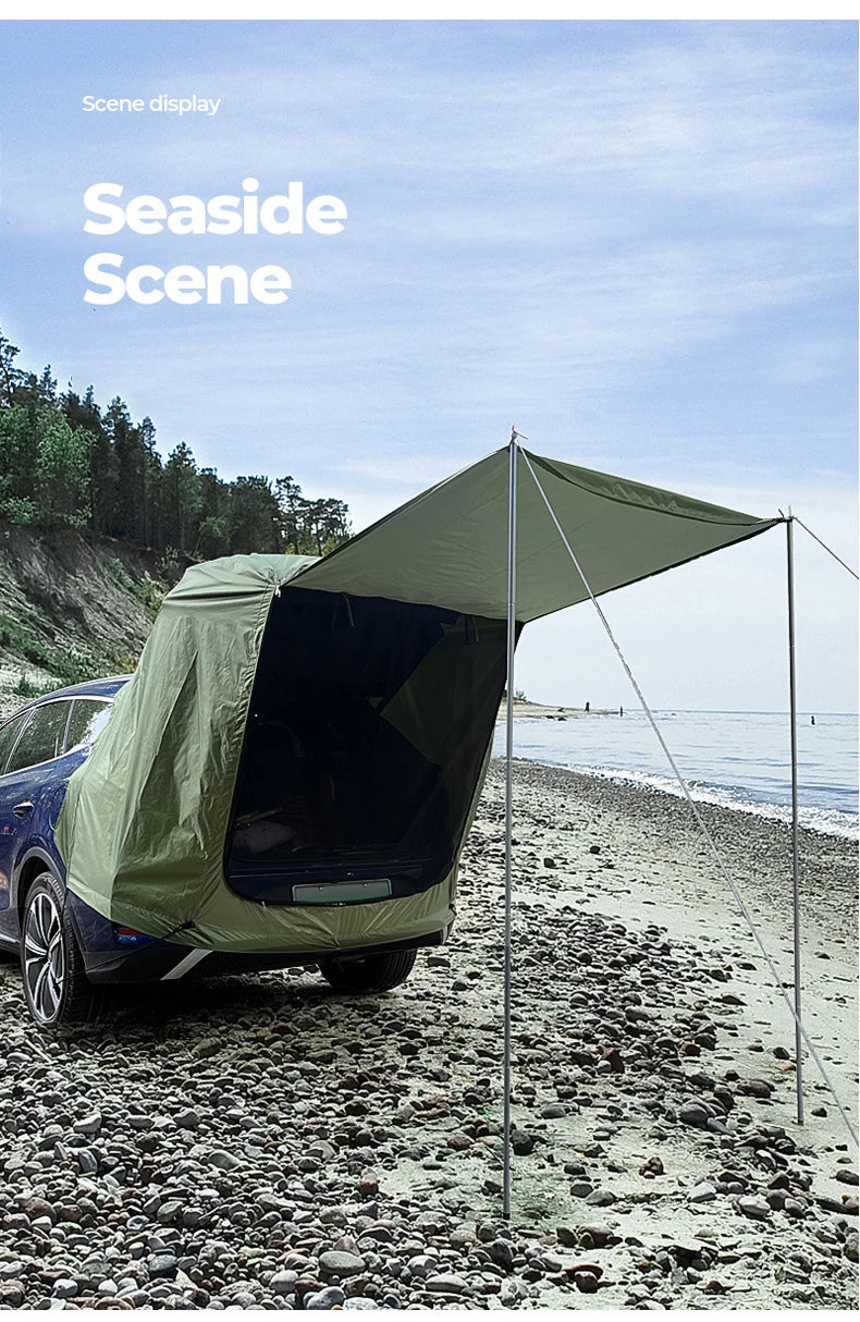 Beach Camp SUV Car Roof Tent, Waterproof Tailgate Awning for Camping, 3-4 Person Universal Sun Shelter with UV Protection