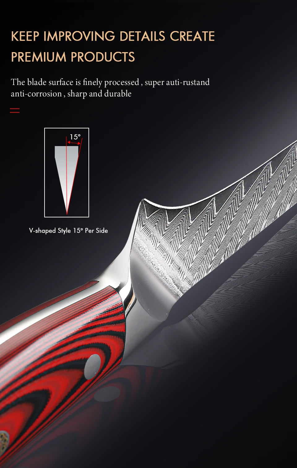 Beach Camp 6.5" Damascus Steel Boning Knife Butcher Cleaver Utility Fish Slicer Ham Chef Cooking Tools G10 Handle Kitchen Knives