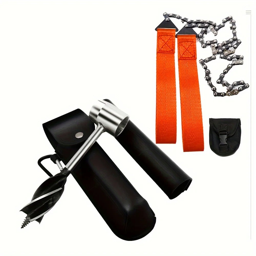 1 set Multi-functional Outdoor Survival Equipment with Drill and Saw - Perfect for Camping and Emergencies