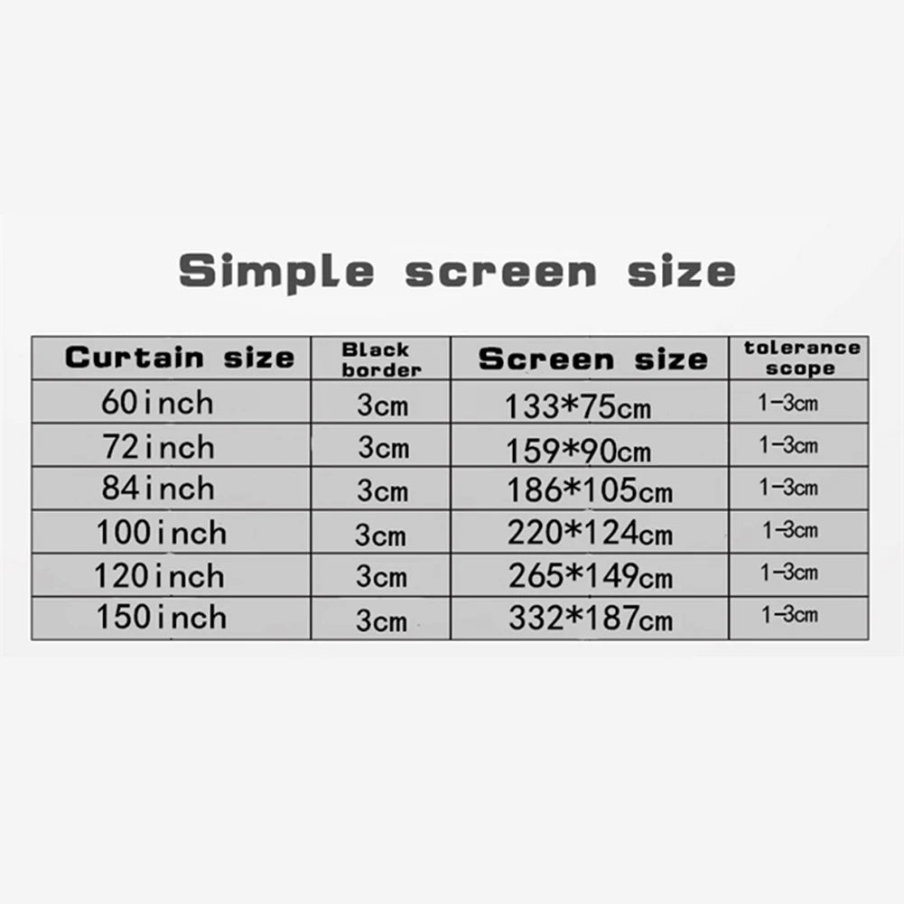 Beach Camp Portable Translucent Projector Screen Simple Curtain 16:9 Movies Game Anti-Light 60-150inch Projection Screen for Home Outdoor
