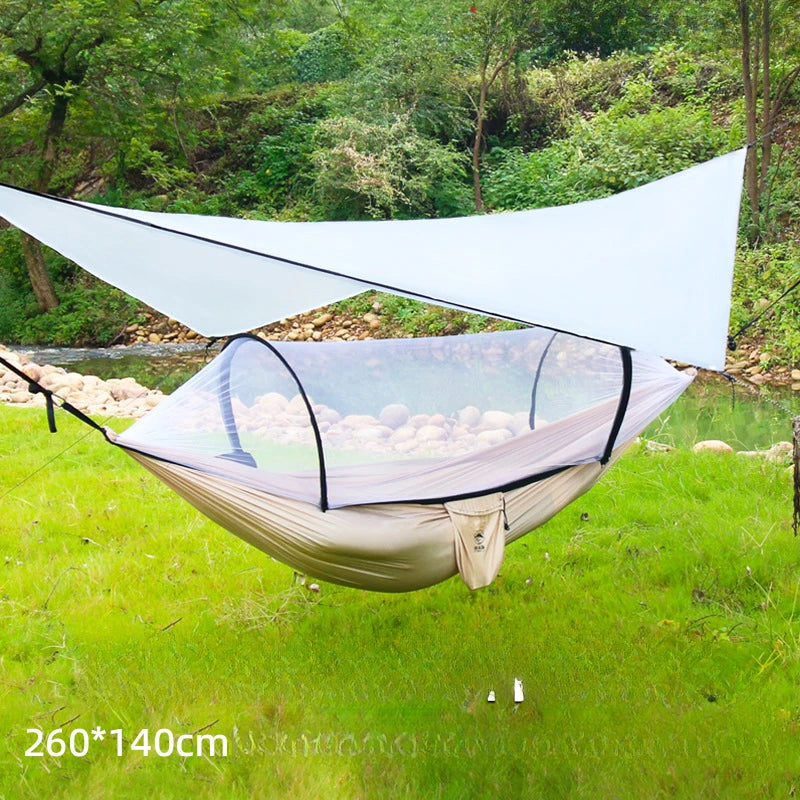 Beach Camp Camping hammock with net, lightweight and portable hammock, large capacity, anti rollover, suitable for backyard and hiking
