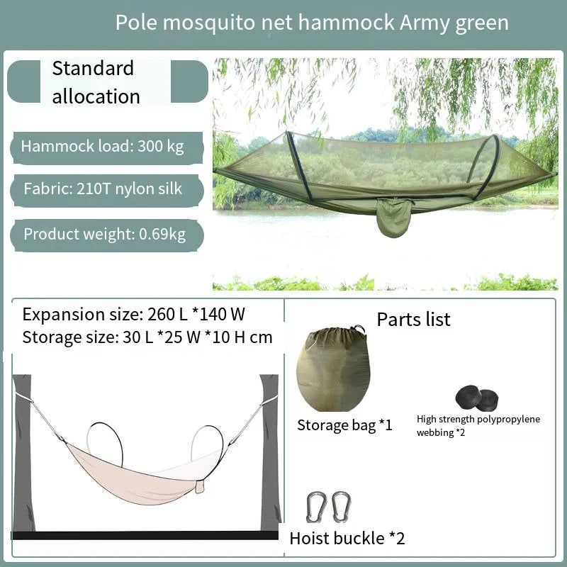 Beach Camp Camping hammock with net, lightweight and portable hammock, large capacity, anti rollover, suitable for backyard and hiking