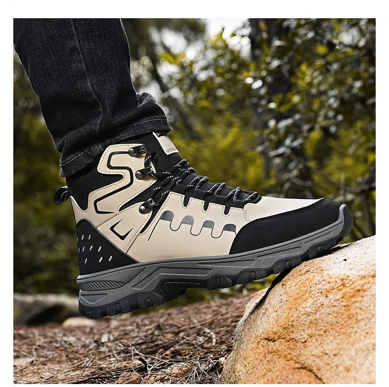 Beach Camp High top boots casual fashion comfortable casual boots anti slip thick sole height increasing versatile high top workwear boots