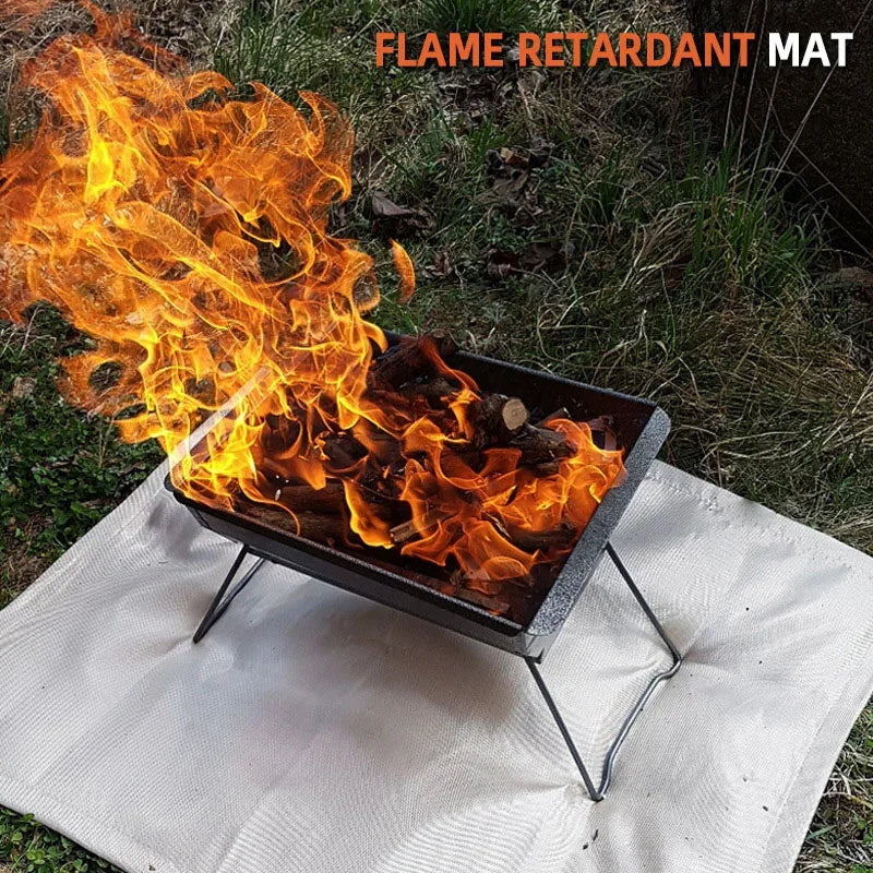 1pc Barbecue Fire Protection Pit Mat Camping Picnic Barbecue Mat High Temperature Ironing Fire Retardant Carpet Outdoor Indoor