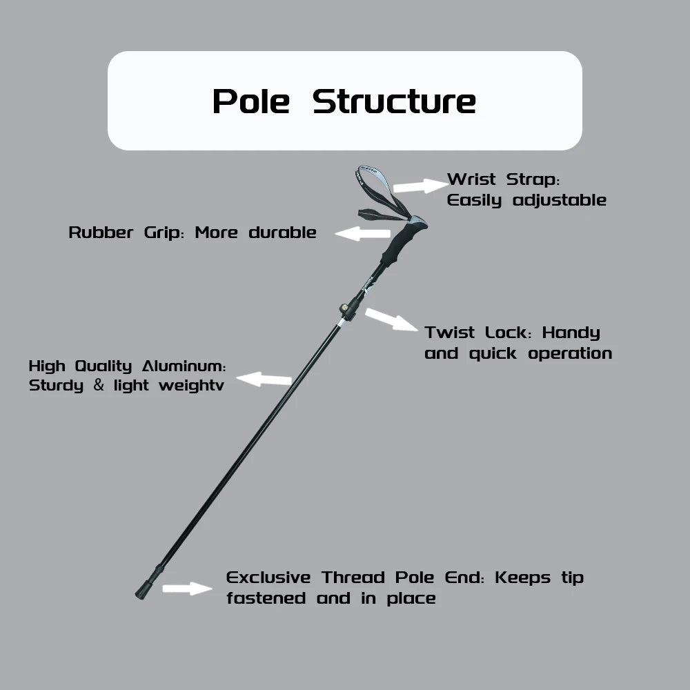 Hiking poles trekking poles hiking sticks collapsible hiking 1pc ultralight folding hiking sticks for adults, hiking gear
