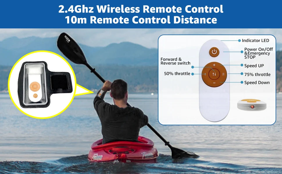 Beach Camp Underwater Thruster Motor for Kayak Boats Accessories, Electric Fins Propeller Stand Up Paddle SUP Surf Fishing Motor