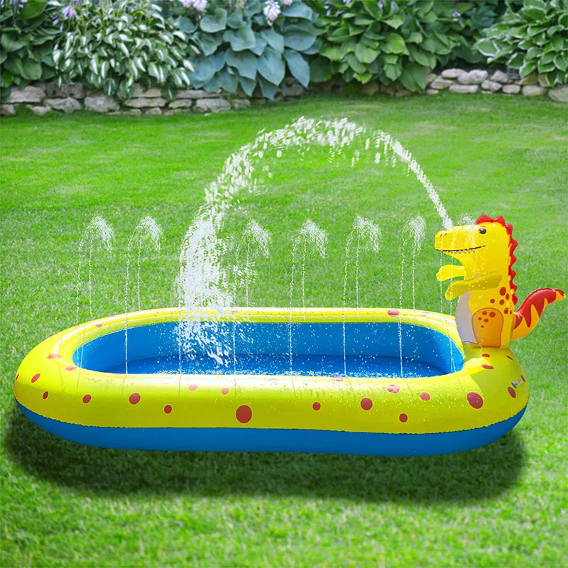 1.7M Swimming Pool,Inflatable Dinosaur Fountain,Outdoor Bathtub,Dolphin Sprinkling Game Mat,Children's Water Toy Summer