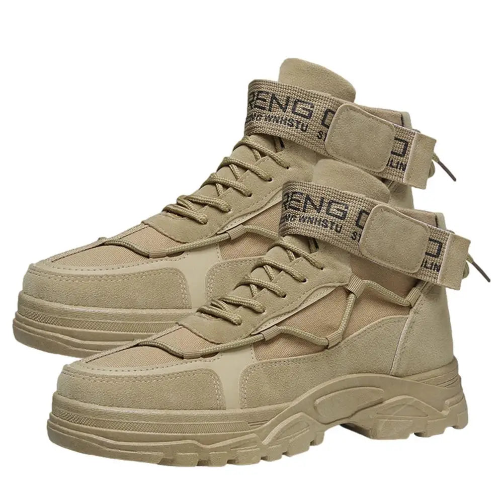 Men's High Top Hiking Boots Non-Slip Outdoor Trekking Tactical Military Boots Ankle Protctor Camping Climbing Biking Work Shoes