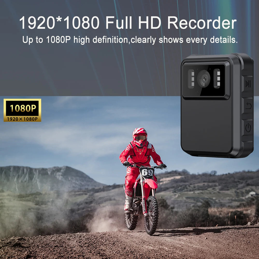 Beach Camp Mini Body Camera, Police Portable IP65 Waterproof Mounted Cam with 2"Screen, Body/Bike Clip, Wearable Cam, Law Enforcement Recorder