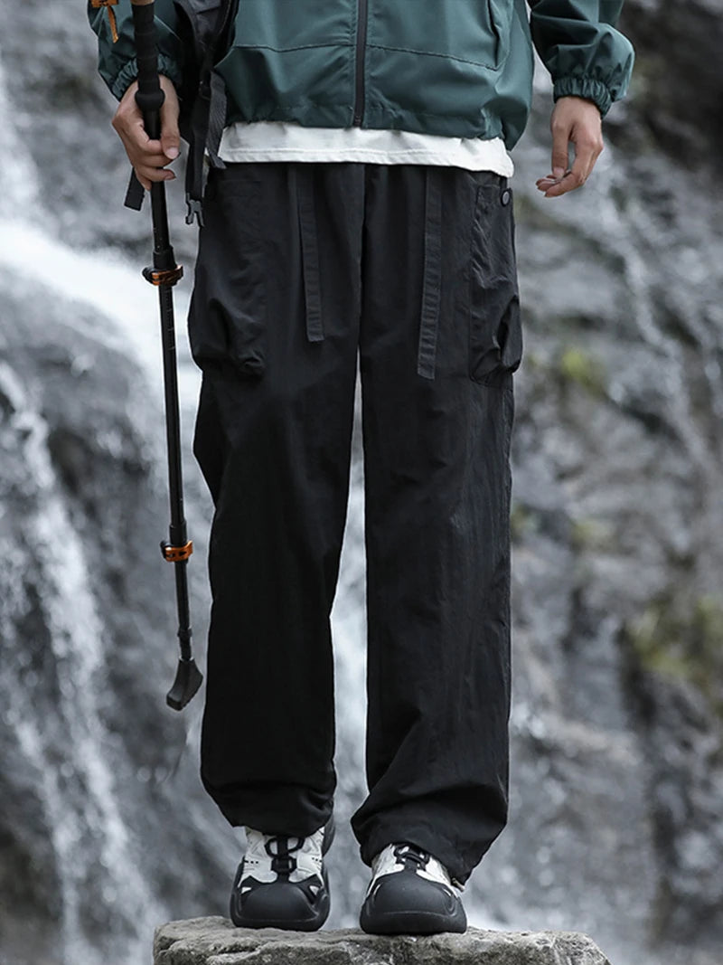 Beach Camp Hiking Pants Men Spring Summer Waterproof Lightweight Quick Dry Breathable Cargo Pants with Multi-Pockets Cooling Thin Trousers