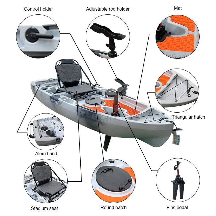 Beach Camp Kayak with Pedal Drive System and Accessories Sit on Top Fishing Canoe