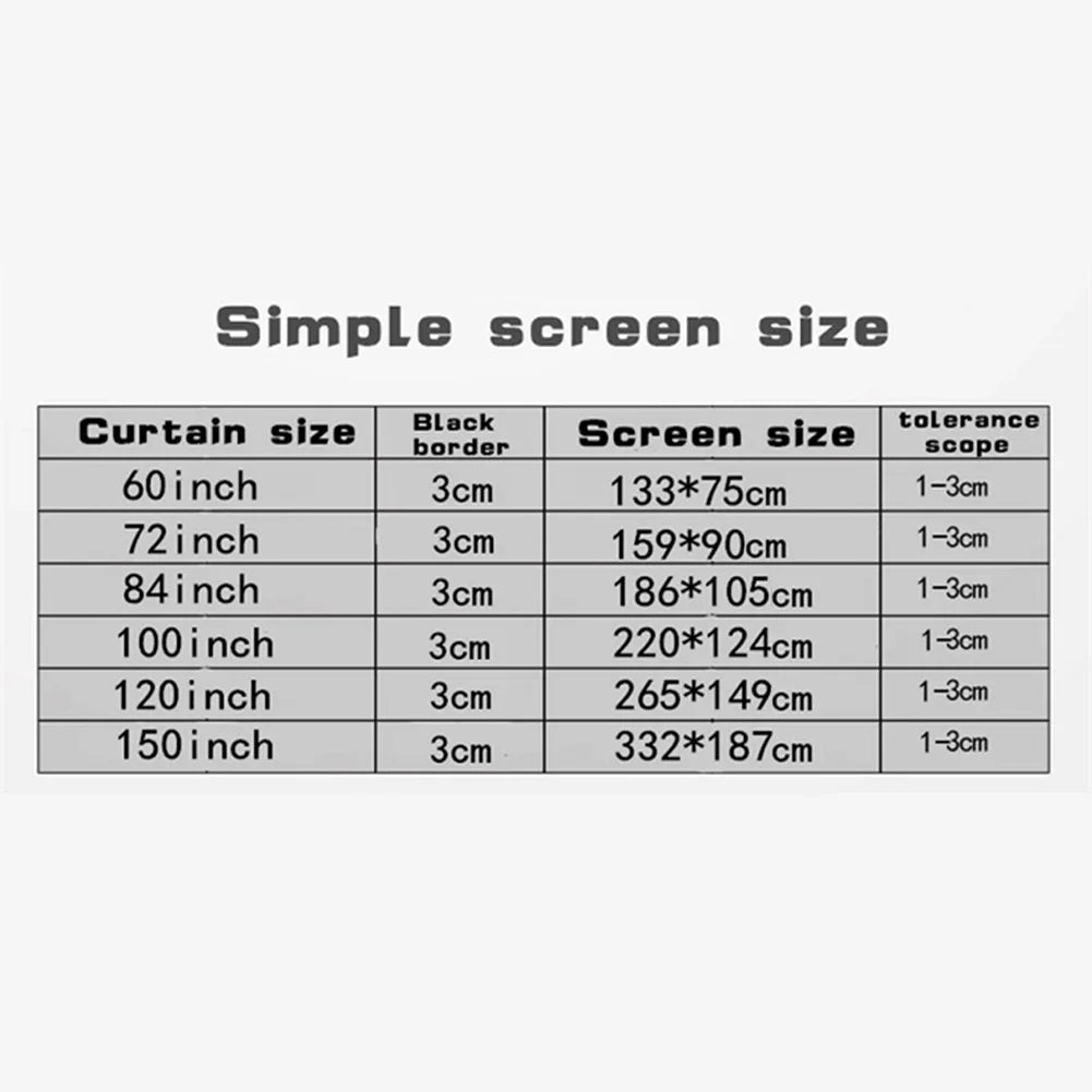 Beach Camp 16:9 Simple Projector Curtain 60/72/84/100/120/150 inch Portable HD Display Screen Home Cinema Theater Movie Home Outdoor Office