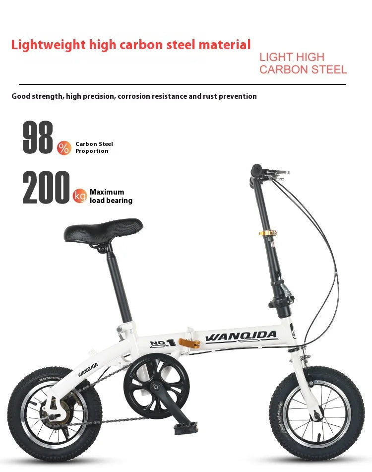 Beach Camp Cycling City Mini Folding Bicycle 14 Small Bike Portable Ultra Light Transmission Disc Brakes