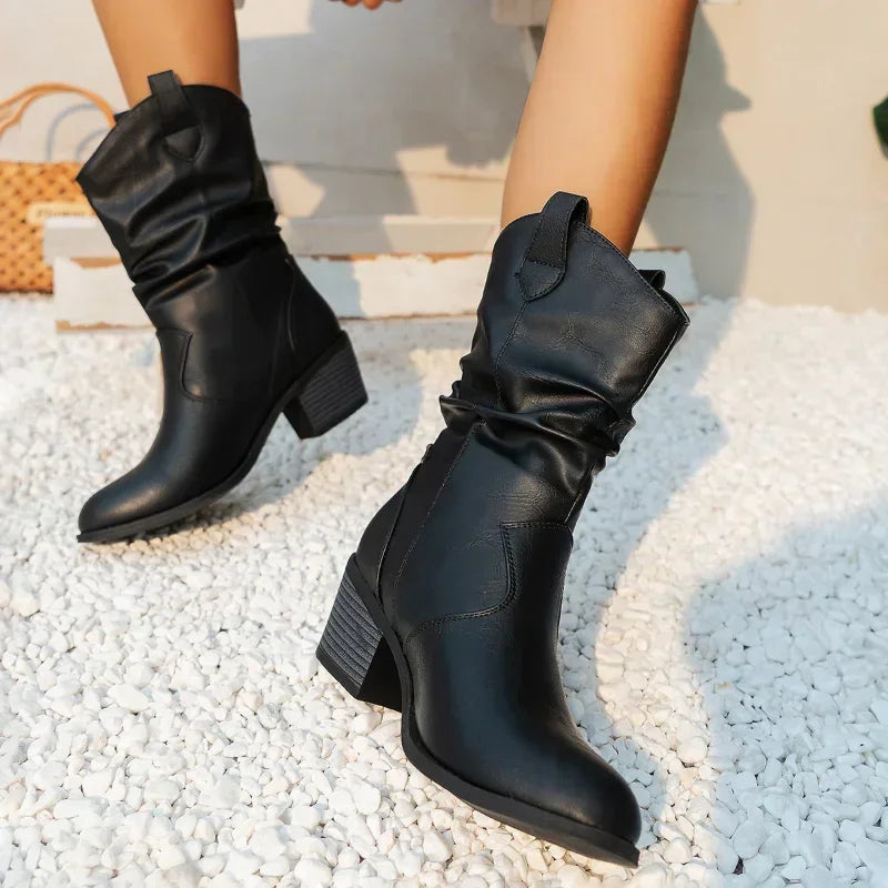 Western Cowboy Boots for Women Autumn Winter Retro