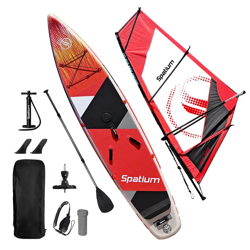 Beach Camp Water Surfing 2-in-1 Windsurf Sail with Sup Board Windsurfing for Smooth Sailing and Paddleboarding Inflatable Surfboard Sailing