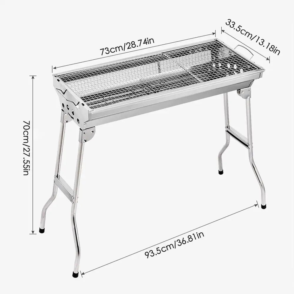 Camping Charcoal Grill Folding Barbecue stove Portable Stainless Steel Large BBQ Grill Picnic Cookware Furnace camping accessory