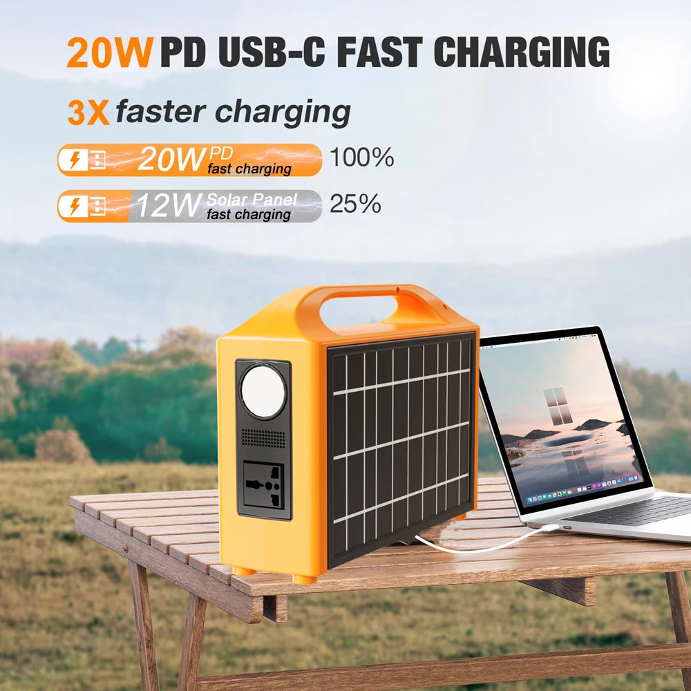 Beach Camp Portable Power Station 100W Solar Generator output AC 220V 110V LiFePO4 Power Bank UPS Power Plant For Outdoor Camping