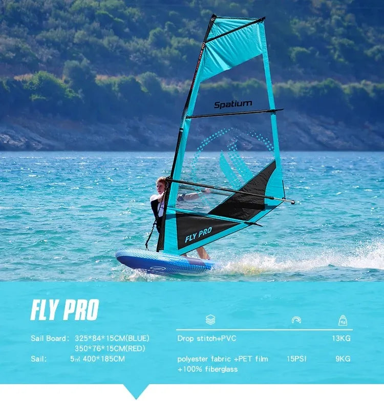Beach Camp Water Surfing 2-in-1 Windsurf Sail with Sup Board Windsurfing for Smooth Sailing and Paddleboarding Inflatable Surfboard Sailing
