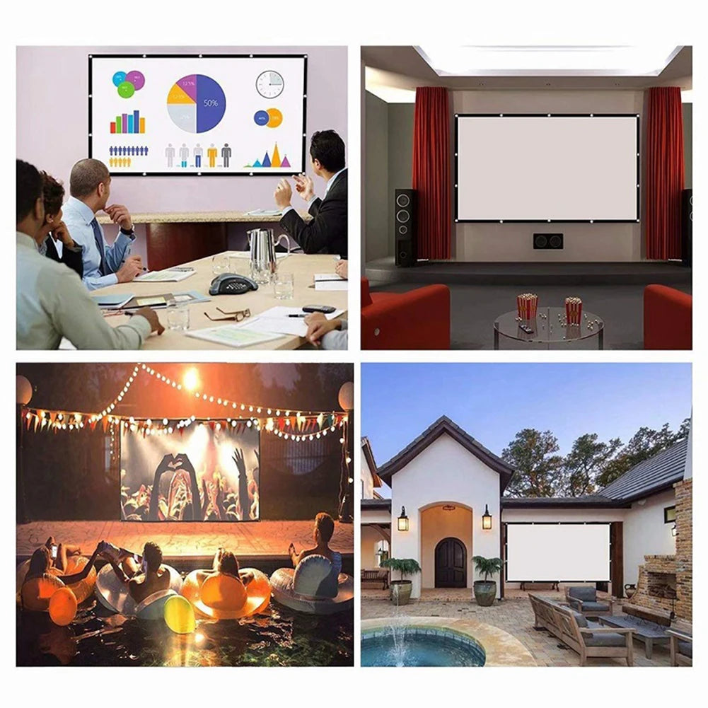 Beach Camp Portable Translucent Projector Screen Simple Curtain 16:9 Movies Game Anti-Light 60-150inch Projection Screen for Home Outdoor