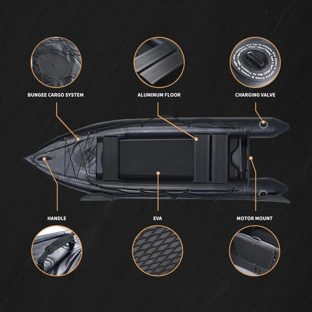 2-Person Inflatable Fishing Kayak w/ Aluminum Oars & Pump - Lightweight PVC Canoe for Lake/River, Durable Portable Watercraft
