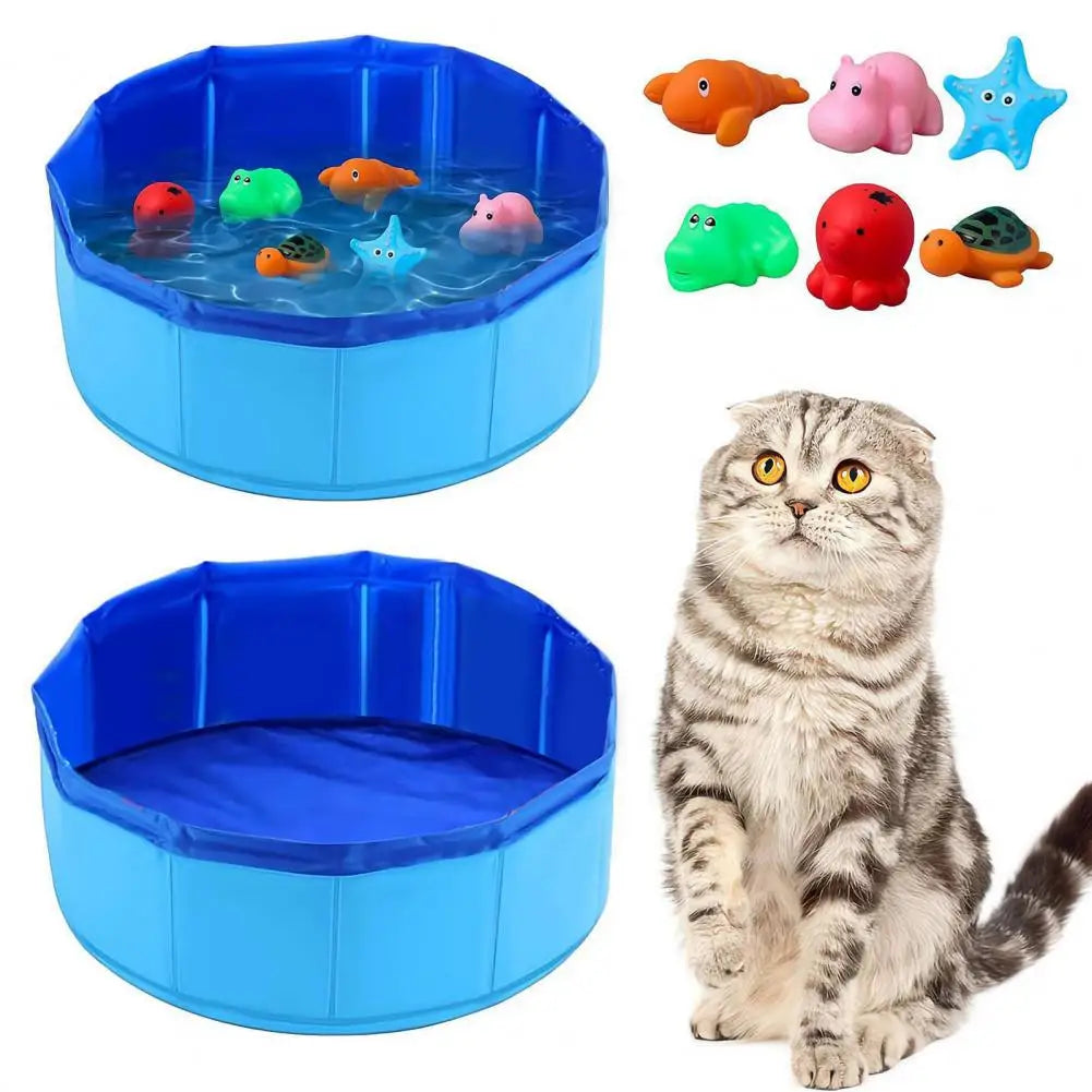 Beach Camp Indoor Cat Pool Toy with Fish Toys Set Splash Self Play Mat Floppy Swimming Summer Bath for Cats Dogs Water Play