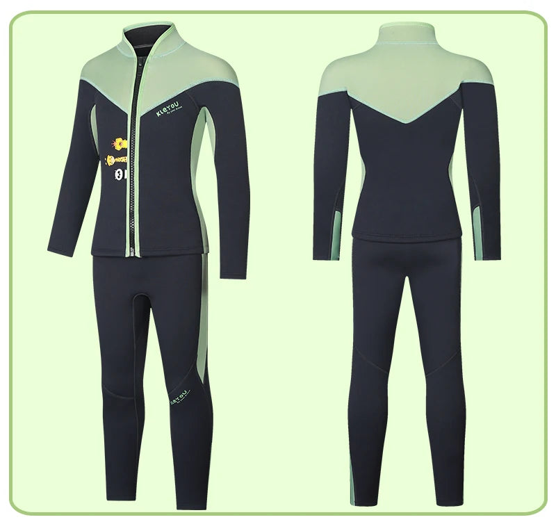 Beach Camp Two-Piece Neoprene Swimsuit for Kids, Professional Swimwear for Boys and Girls, Surfing Wetsuit Diving Suits, Bathing Suit