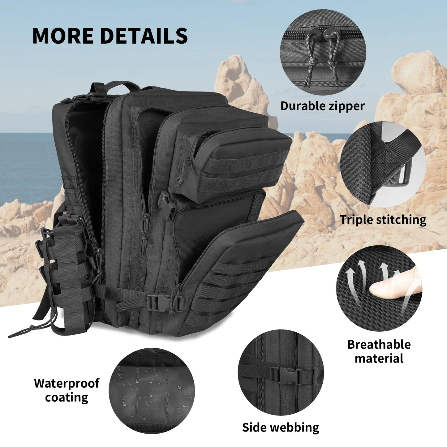 30L/45LHiking Hunting Tactical BackpackIdeal for Travel and Outdoor Activities Such as Routes, Camping, Excursions and Hiking