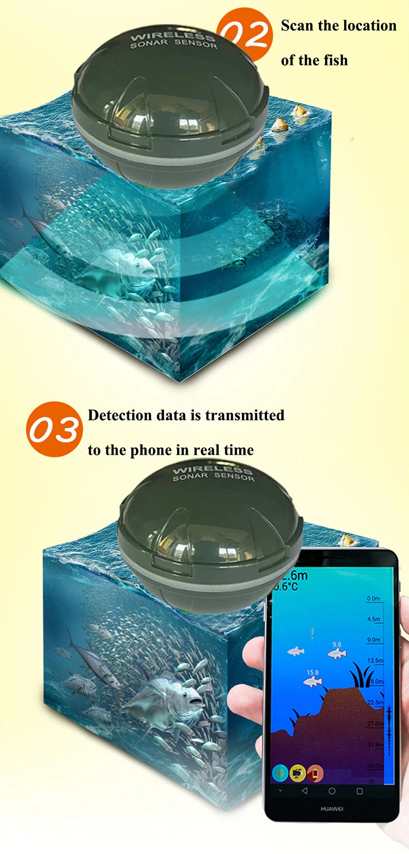 Beach Camp 2025 New Design Brand New Smart Phone Fish Finder Sonar Android & IosFish Finder Bluetooth Intelligent Fish Visual Fishing