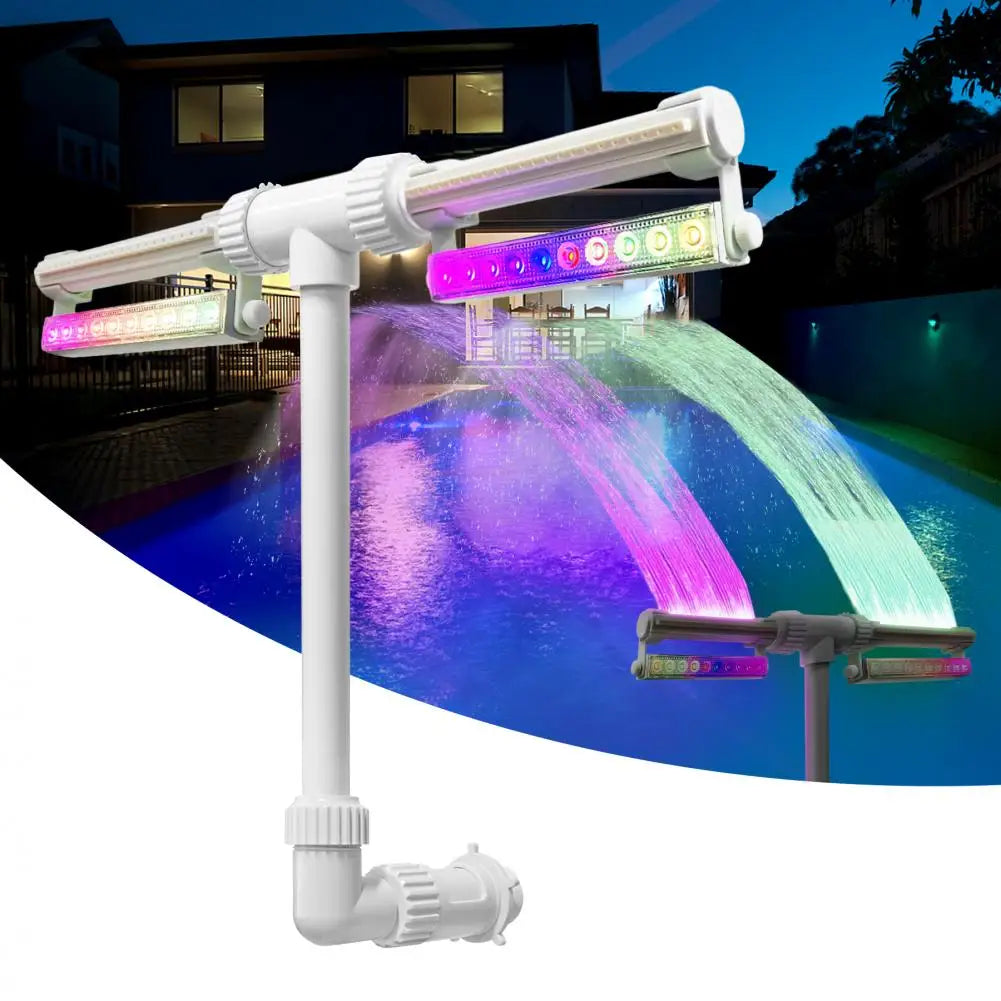 Beach Camp Pool Fountain with Lights for Inground and Above Ground Pools Dual Spray Adjustable Sprinkler Pool Waterfall Sprinkler Cooler