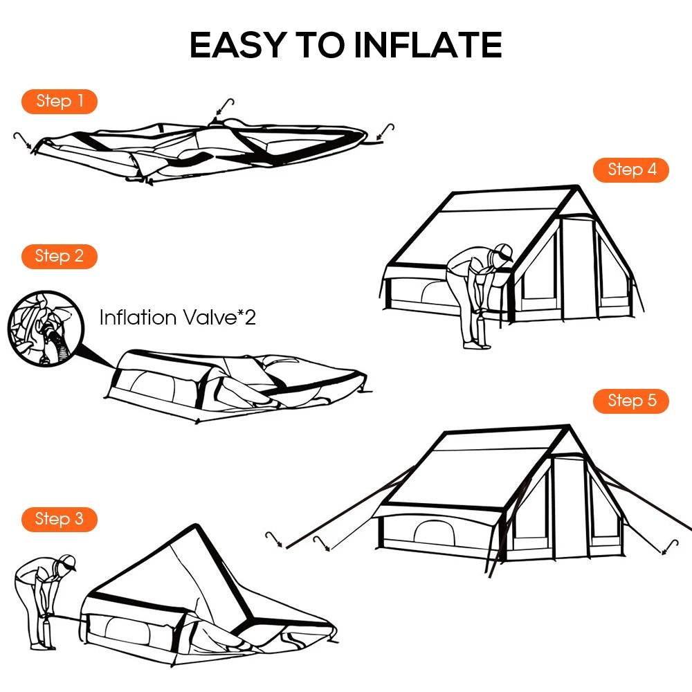 Beach Camp Large Inflatable Tent Tents for Outdoor Camping, Waterproof and Sunscreen, Family Dinner, 3-4 People