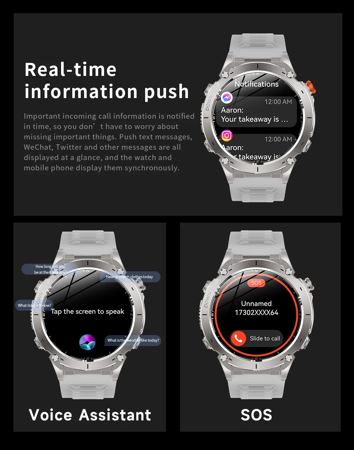 Beach Camp New GPS Smart Watch 1.43" Ultra HD Display Built-in GPS Compass 170 Sports Modes Voice Calling 10ATM Waterproof Smart Braceletes