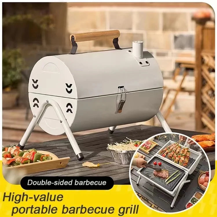 Portable Charcoal Grill Tabletop Outdoor Barbecue Smoker Small BBQ Grill for Outdoor Cooking Backyard Camping Picnics Beach