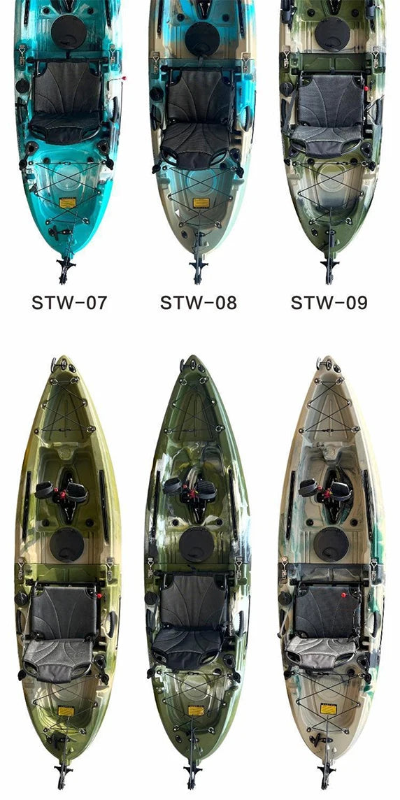 Beach Camp Portable LLDPE Kayak with Split Hard Shell, Electric/Pedal-Driven Canoe for Solo/Tandem Lake/Sea Adventures, Modular Assembly