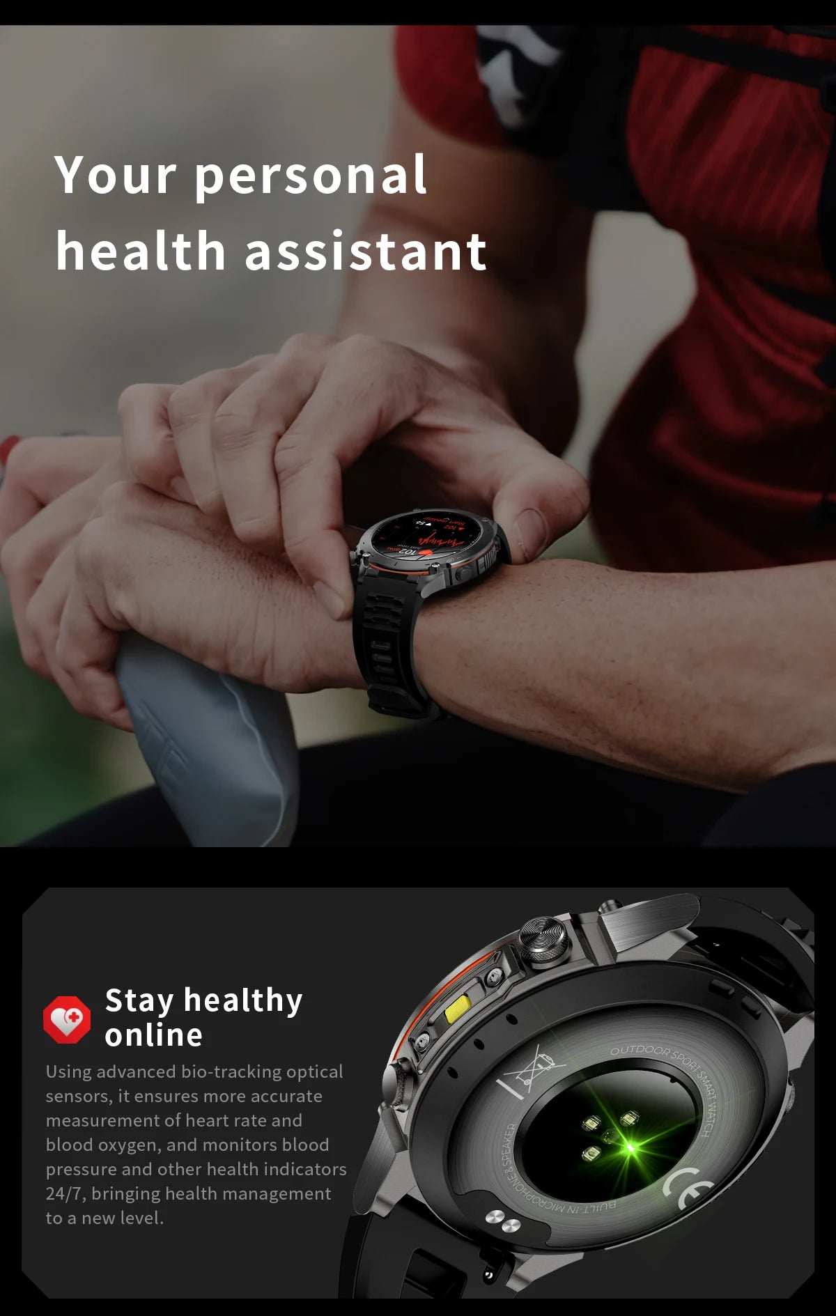 Beach Camp New GPS Smart Watch 1.43" Ultra HD Display Built-in GPS Compass 170 Sports Modes Voice Calling 10ATM Waterproof Smart Braceletes