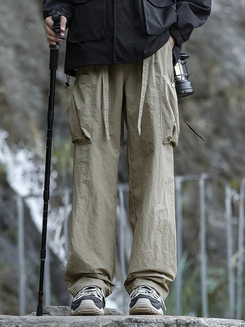 Beach Camp Hiking Pants Men Spring Summer Waterproof Lightweight Quick Dry Breathable Cargo Pants with Multi-Pockets Cooling Thin Trousers