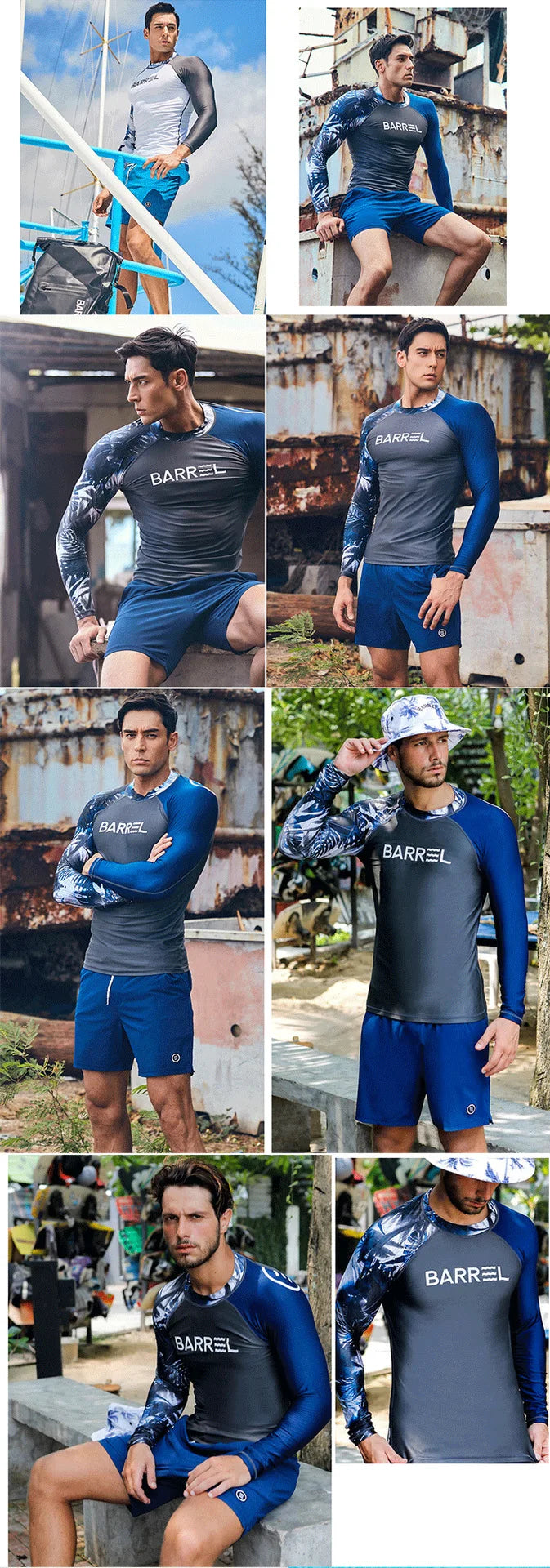 Beach Camp Rash Guard Diving Suit for Men Swimsuit Long Sleeved Sunscreen Quick Drying Rash Guard Surfing Suit Snorkeling Set Bathing Suit