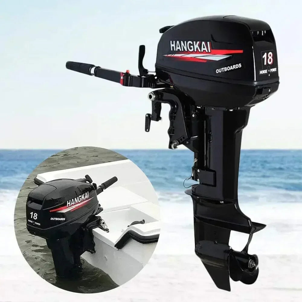 Beach Camp 18HP 2 Stroke Outboard Motor, Fishing Boat Engine Water Cooling 246CC Heavy Duty Boat Engine Marine Engine with CDI Ignition