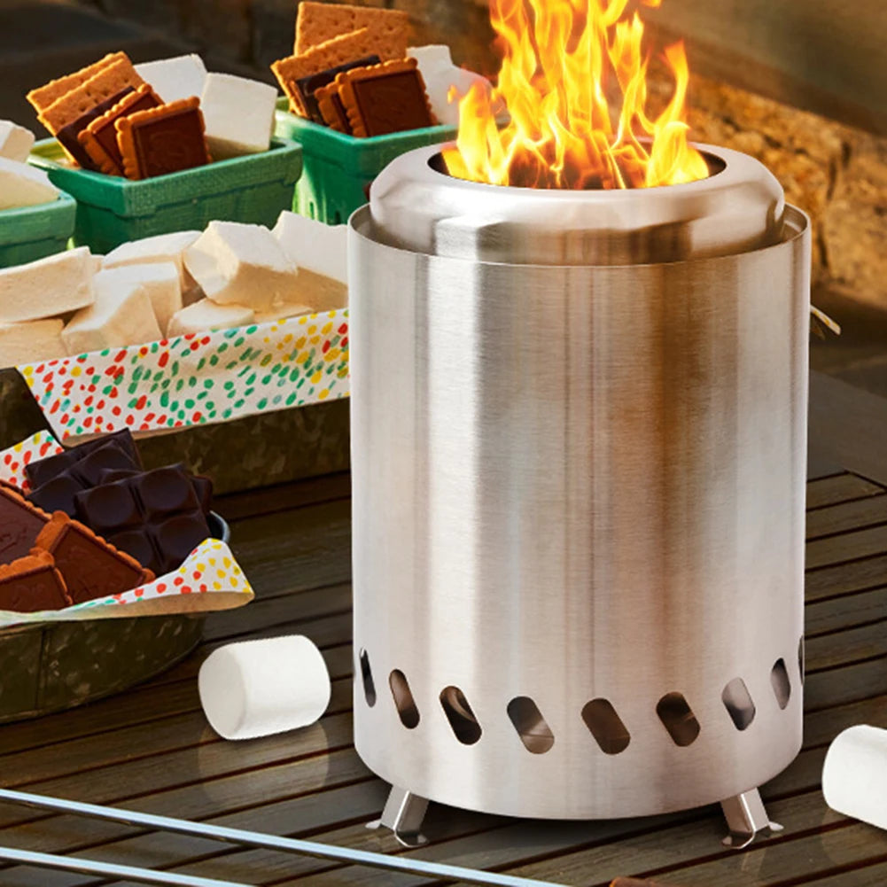 Beach Camp Smokeless Tabletop Fire Pit Stainless Steel Portable Mini Stove Mini Fire Pit Wood Burning Or Pellet Fueled Portable Bonfire