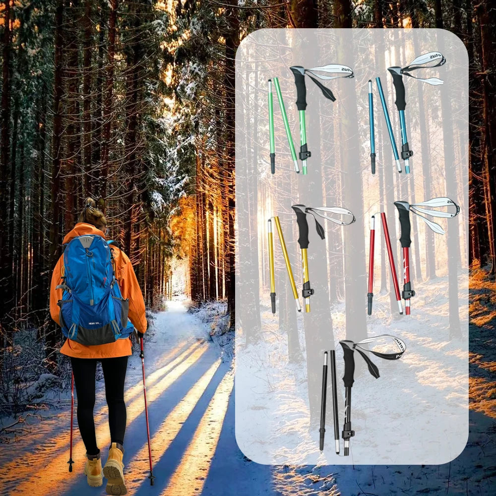 Hiking poles trekking poles hiking sticks collapsible hiking 1pc ultralight folding hiking sticks for adults, hiking gear