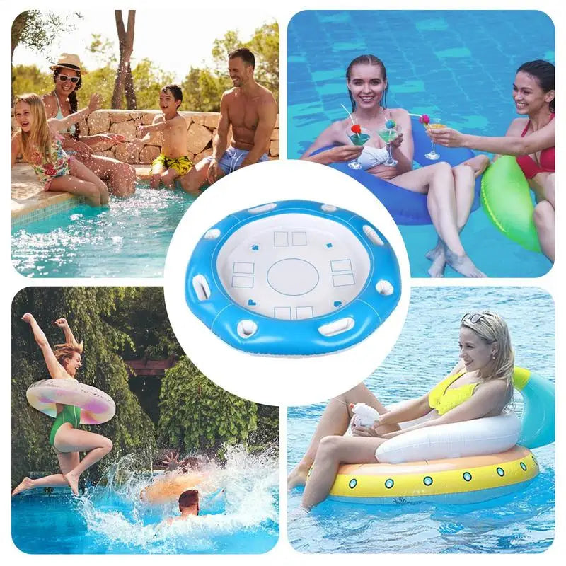 Pool Floating Table Inflatable Swim Bar For Adults Foldable Pool Game Table Food Drinks Holder For Beach Lake Cruise Camping