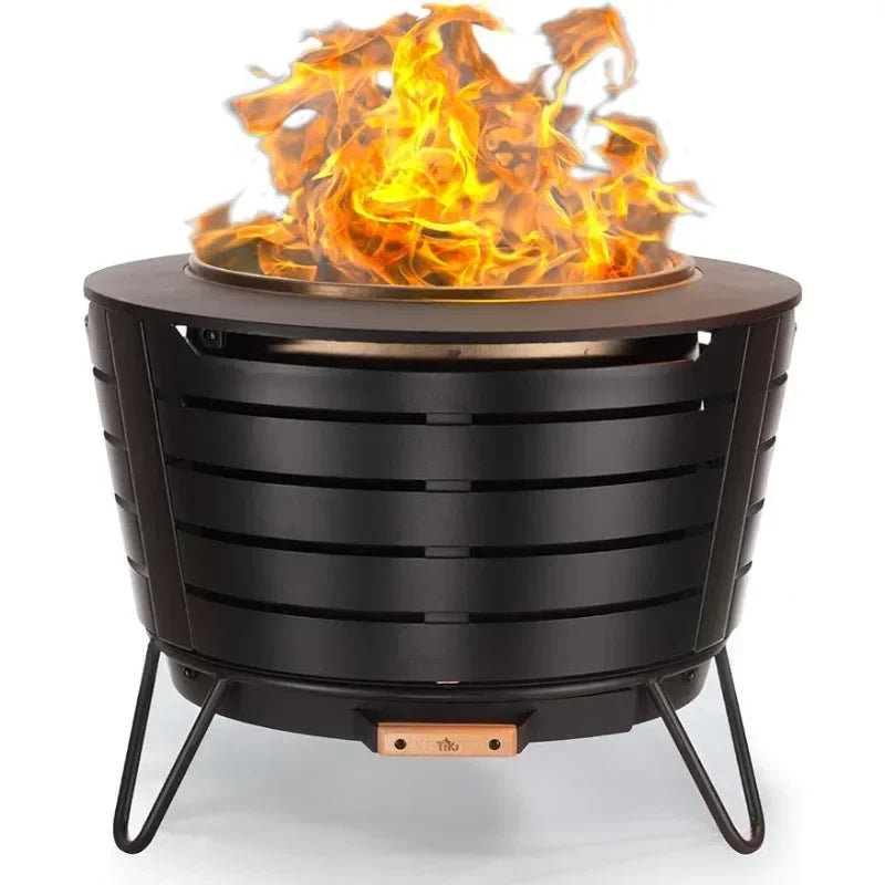 Beach Camp TIKI Smokeless 24.75 in Patio Fire Pit Wood Burning Outdoor Wood Pack Modern Design with Removable Ash Pan and Cover US
