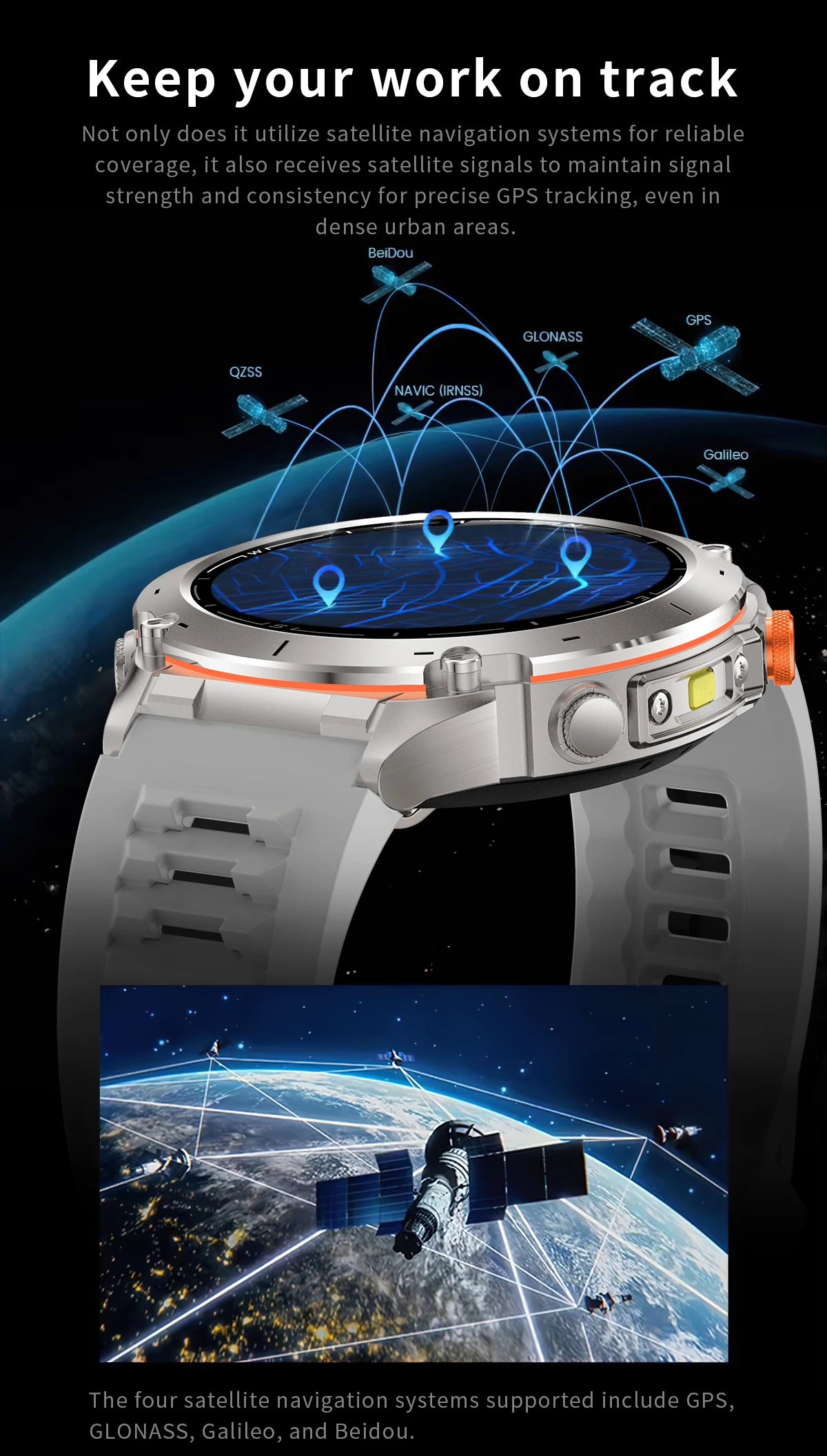 Beach Camp New GPS Smart Watch 1.43" Ultra HD Display Built-in GPS Compass 170 Sports Modes Voice Calling 10ATM Waterproof Smart Braceletes
