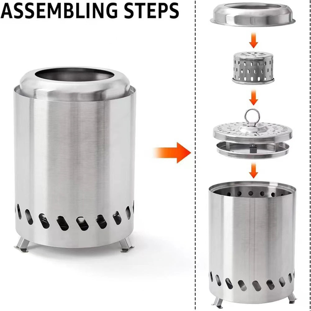 Beach Camp Smokeless Tabletop Fire Pit Stainless Steel Portable Mini Stove Mini Fire Pit Wood Burning Or Pellet Fueled Portable Bonfire